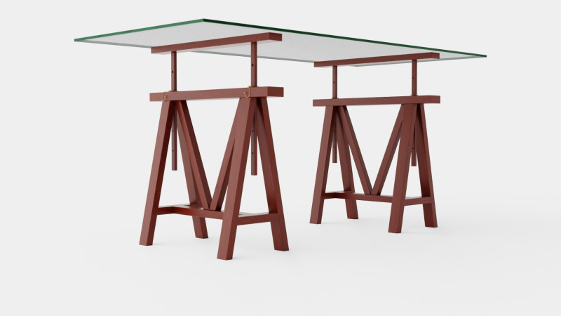 Trestle desk rich brown small 3Dモデル .c4d .max .obj .3ds .fbx .stl .blend 