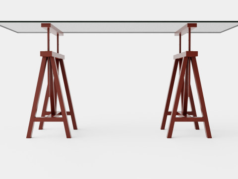 Trestle desk rich brown small 3Dモデル