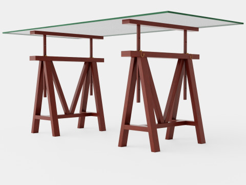 Trestle desk rich brown small 3Dモデル