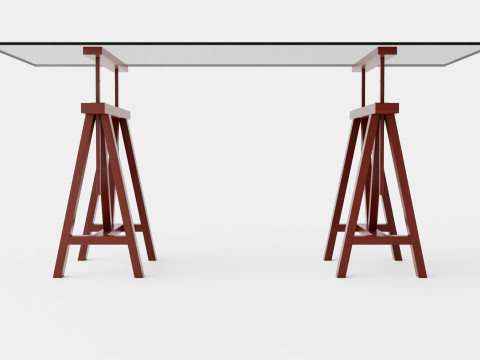 Trestle desk rich brown small 3Dモデル