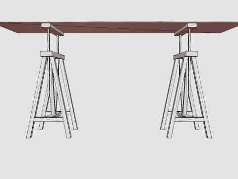 Trestle desk rich brown small 3Dモデル