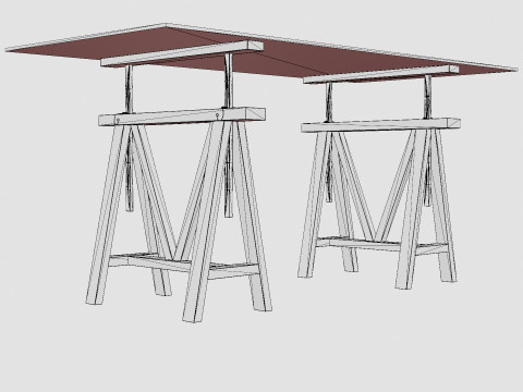 Trestle desk rich brown small 3Dモデル
