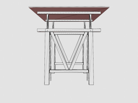 Trestle desk rich brown small 3Dモデル