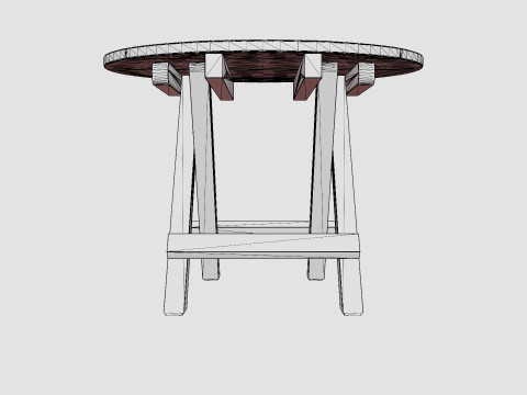 Vintage side table charcoal round 3D 모델