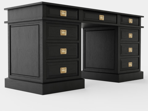Wall Street desk black oak 3D Модель