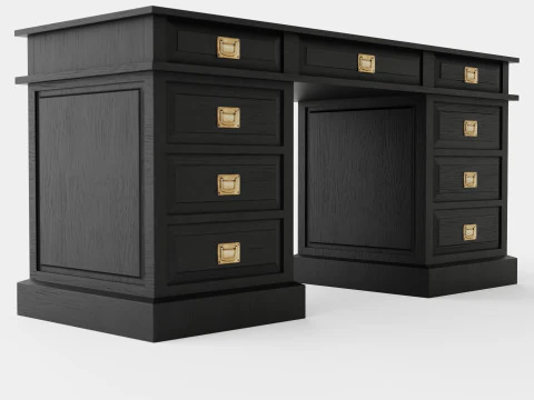 Biurko Wall Street z czarnego dębu Model 3D