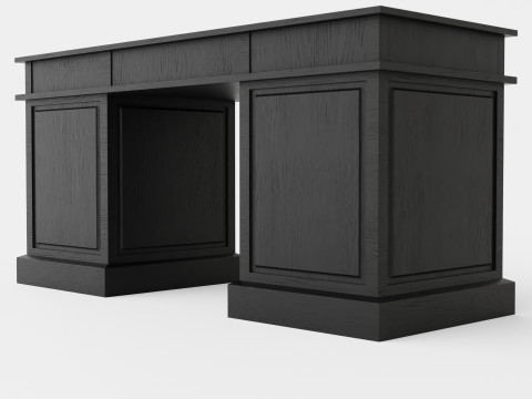 Wall Street desk black oak 3D Model