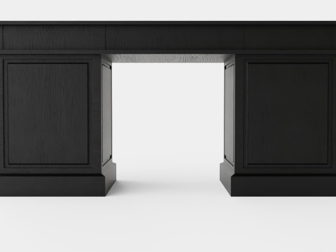 Wall Street desk black oak 3D Model