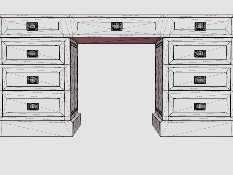 Wall Street desk black oak 3D Model