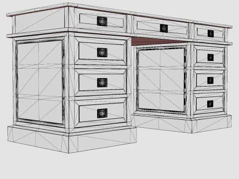 Wall Street desk black oak 3D Model