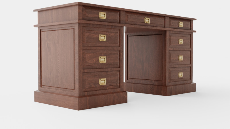 Wall Street desk rich brown Modello 3D .c4d .max .obj .3ds .fbx .stl .blend 