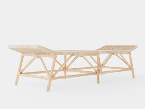 Bariano Natural Rattan Bench 3D 모델