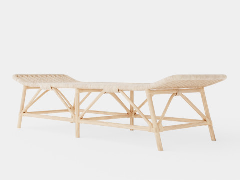 Bariano Natural Rattan Bench 3D Model