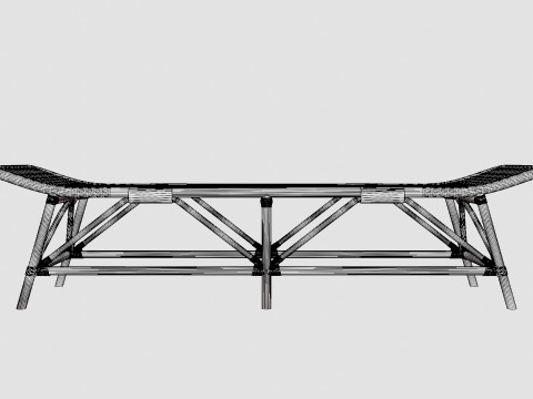 Bariano Natural Rattan Bench 3D Model