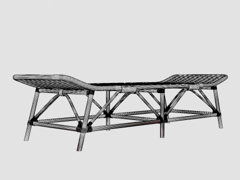 Bariano Natural Rattan Bench 3D Model