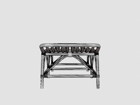 Bariano Natural Rattan Bench 3D Model