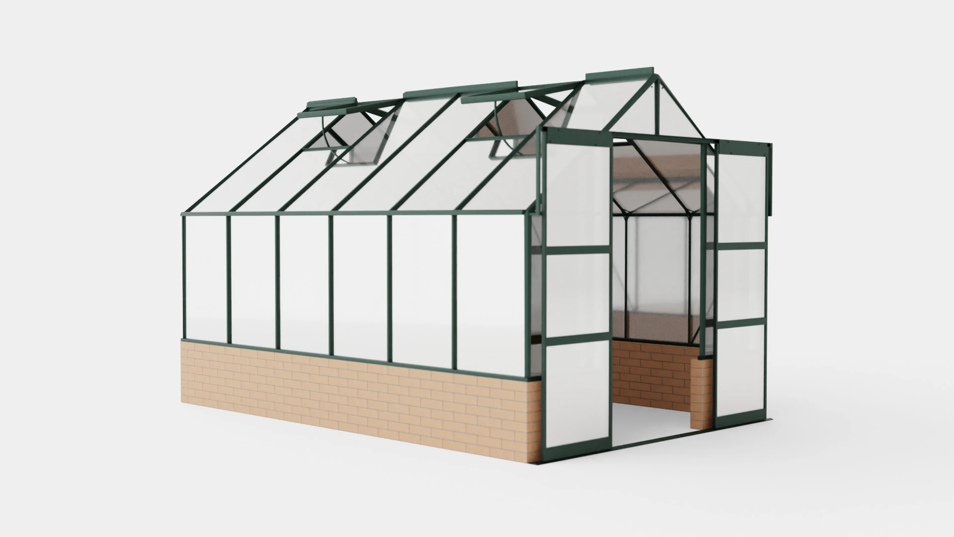 Greenhouse Cassandra 9900 Glass Green 3D Model .c4d .max .obj .3ds .fbx .stl .blend 