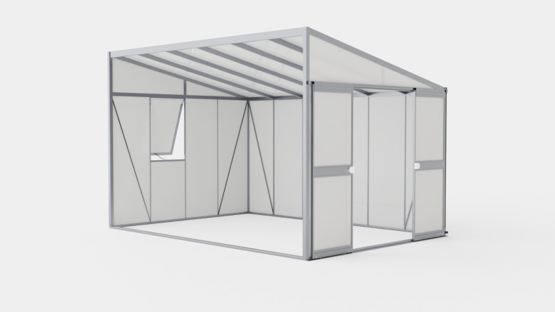 Greenhouse Helena 2 10200 Glass Grey 3D Модель .c4d .max .obj .3ds .fbx .stl .blend 