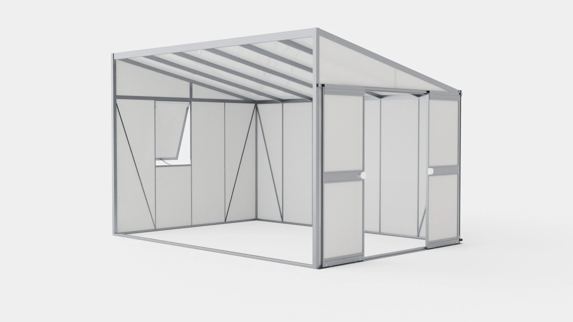 Greenhouse Helena 2 10200 Glass Grey 3D Model .c4d .max .obj .3ds .fbx .stl .blend 