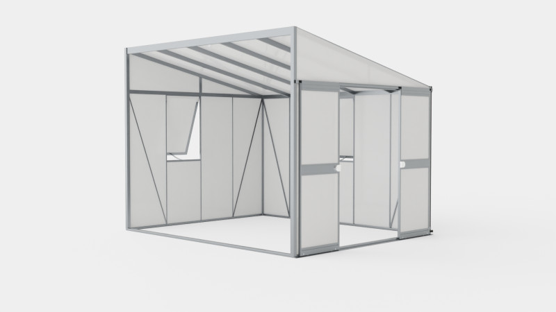 Greenhouse Helena 2 8600 Glass Grey 3D Модель .c4d .max .obj .3ds .fbx .stl .blend 