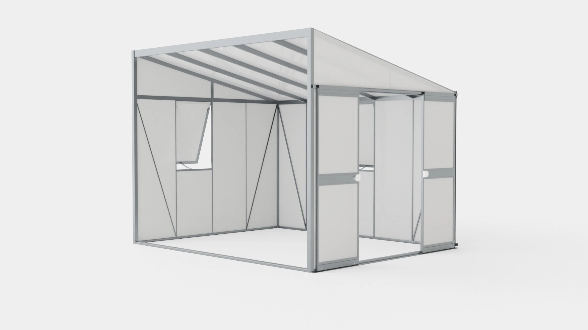 Greenhouse Helena 2 8600 Glass Grey 3D Model .c4d .max .obj .3ds .fbx .stl .blend 