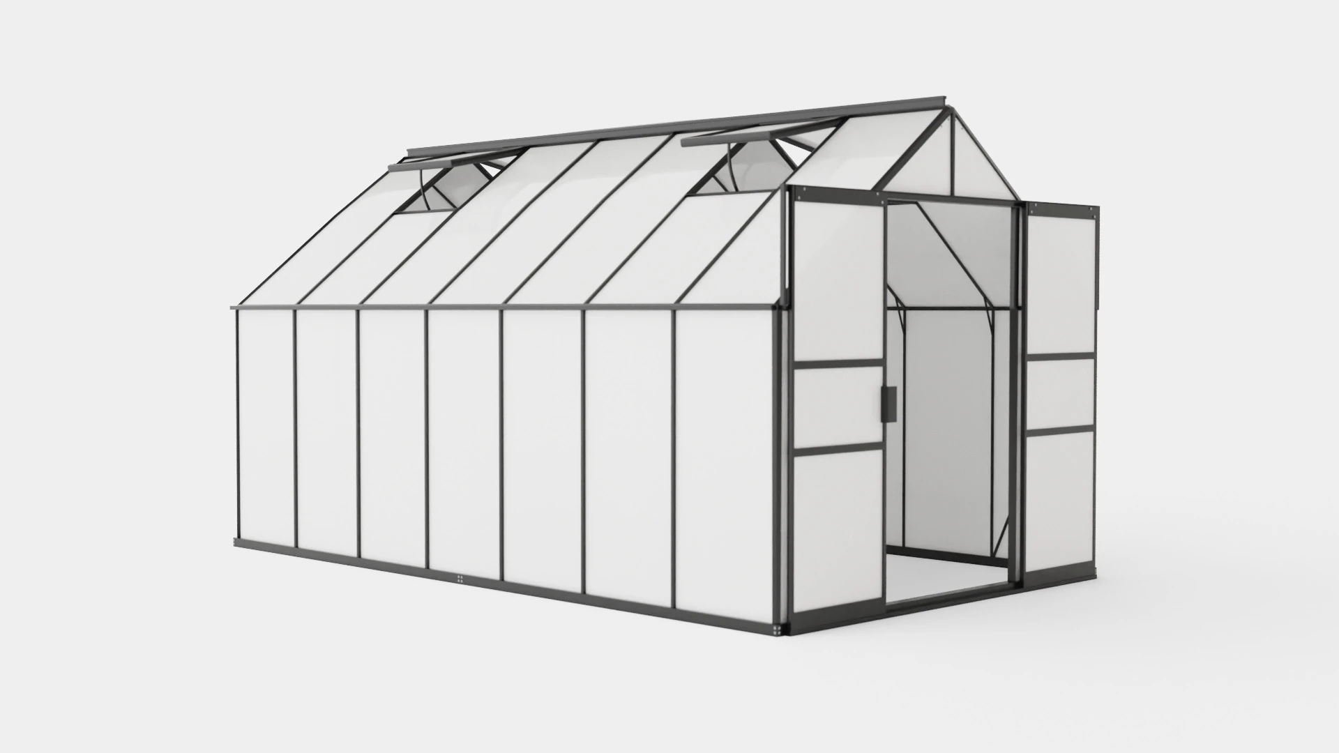 Greenhouse Uranus 11500 Glass Black 3D Model .c4d .max .obj .3ds .fbx .stl .blend 