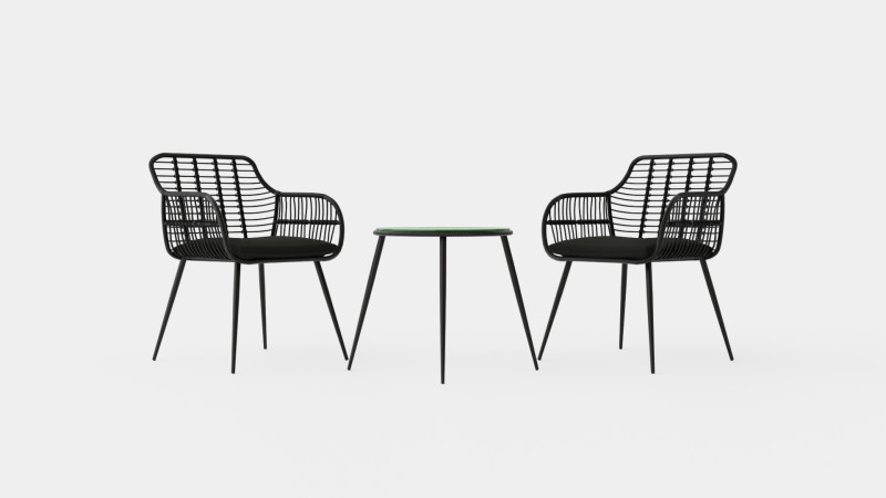 Juana Cafe Set Black 3D Model .c4d .max .obj .3ds .fbx .stl .blend 
