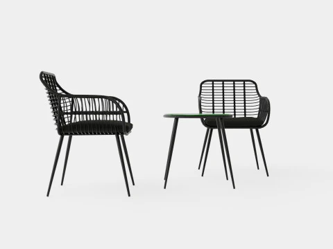 Juana Cafe Set Black 3D Model