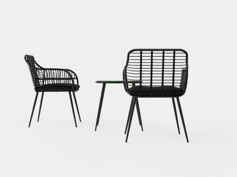 Juana Cafe Set Black 3D Model