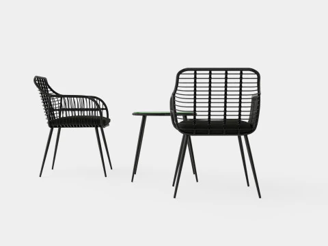 Juana Cafe Set Black 3D Model