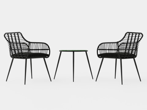 Juana Cafe Set Black 3D Model