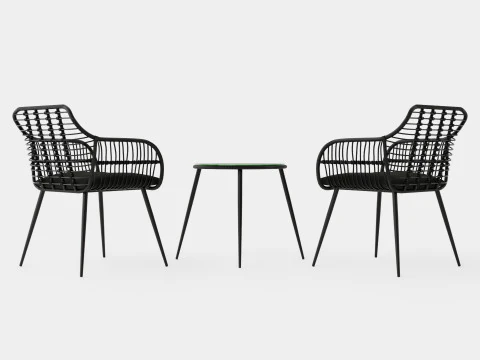 Juana Cafe Set Black 3D Model