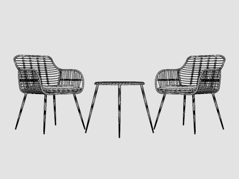Juana Cafe Set Black 3D Model