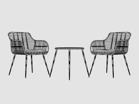 Juana Cafe Set Black 3D Model