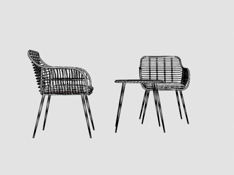 Juana Cafe Set Black 3D Model