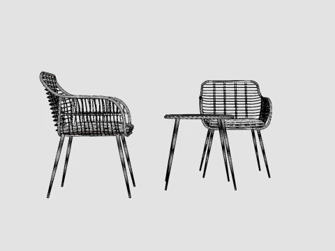 Juana Cafe Set Black 3D Model