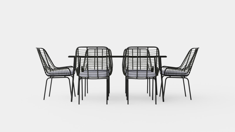 Livorno Dining Set 3D Модель .c4d .max .obj .3ds .fbx .stl .blend 