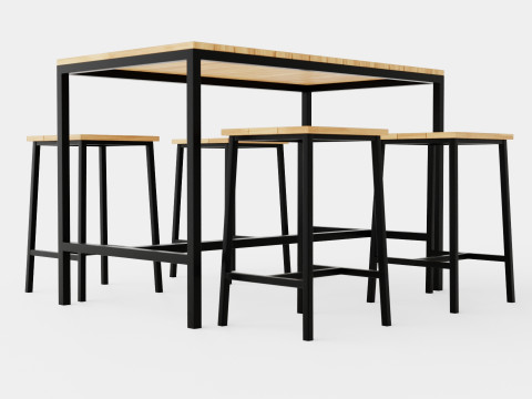 Lorca Nonwood Cafe Set 3Dモデル