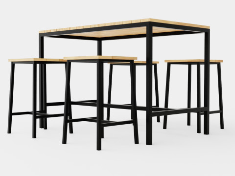 Lorca Nonwood Cafe Set 3Dモデル