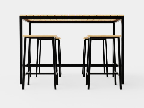 Lorca Nonwood Cafe Set 3Dモデル