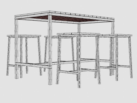 Lorca Nonwood Cafe Set 3Dモデル