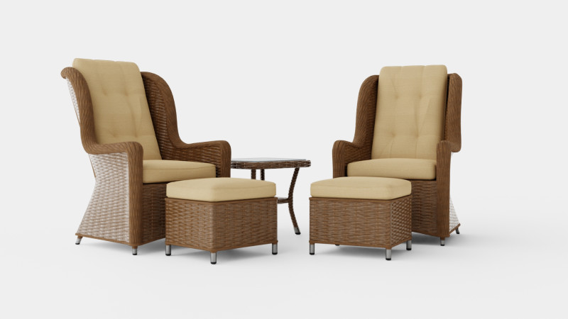 Lotus Lounge Duo Set 3D Модель .c4d .max .obj .3ds .fbx .stl .blend 