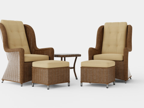 Lotus Lounge Duo Set 3D Model