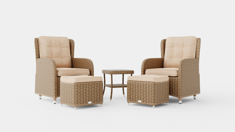 Lotus Lounge Recliner Duo Set 3D Модель .c4d .max .obj .3ds .fbx .stl .blend 