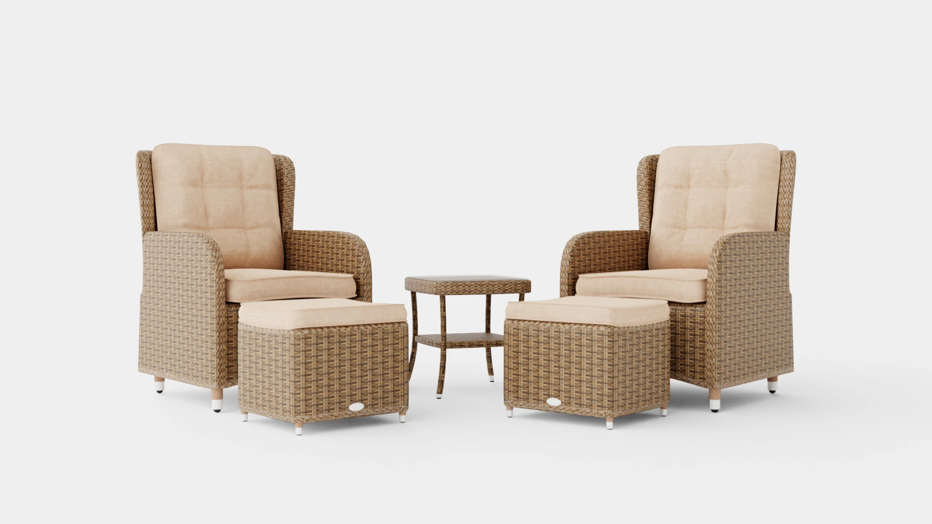 Lotus Lounge Recliner Duo Set 3D Model .c4d .max .obj .3ds .fbx .stl .blend 