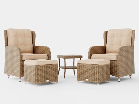 Lotus Lounge Recliner Duo Set 3D Model