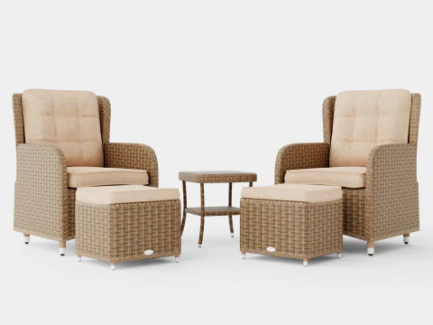 Комплект Lotus Lounge Recliner Duo 3D Модель