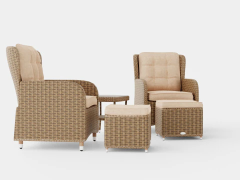 Lotus Lounge Recliner Duo Set 3D Model