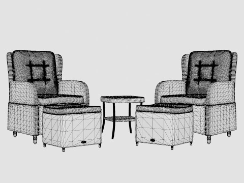 Lotus Lounge Recliner Duo Set 3D Model