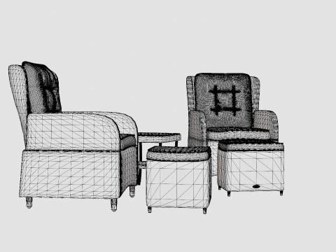 Lotus Lounge Recliner Duo Set 3D Model